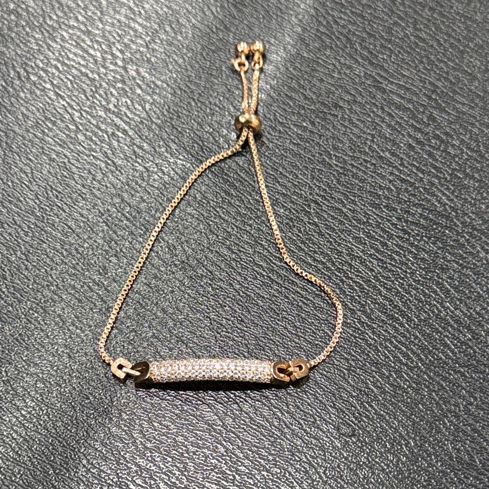 Pave Bar Adjustable Bracelet in Rose Gold